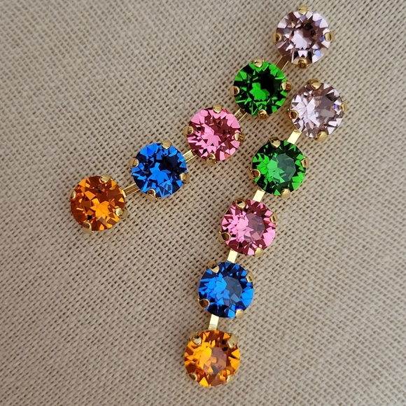 Austrian Crystal 5-stone Earrings - Picture 6 of 7